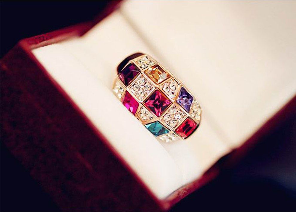 Multi Olor  Rystal Ring For Women 316L Stainless Steel Female Wedding Rings-multi Olor