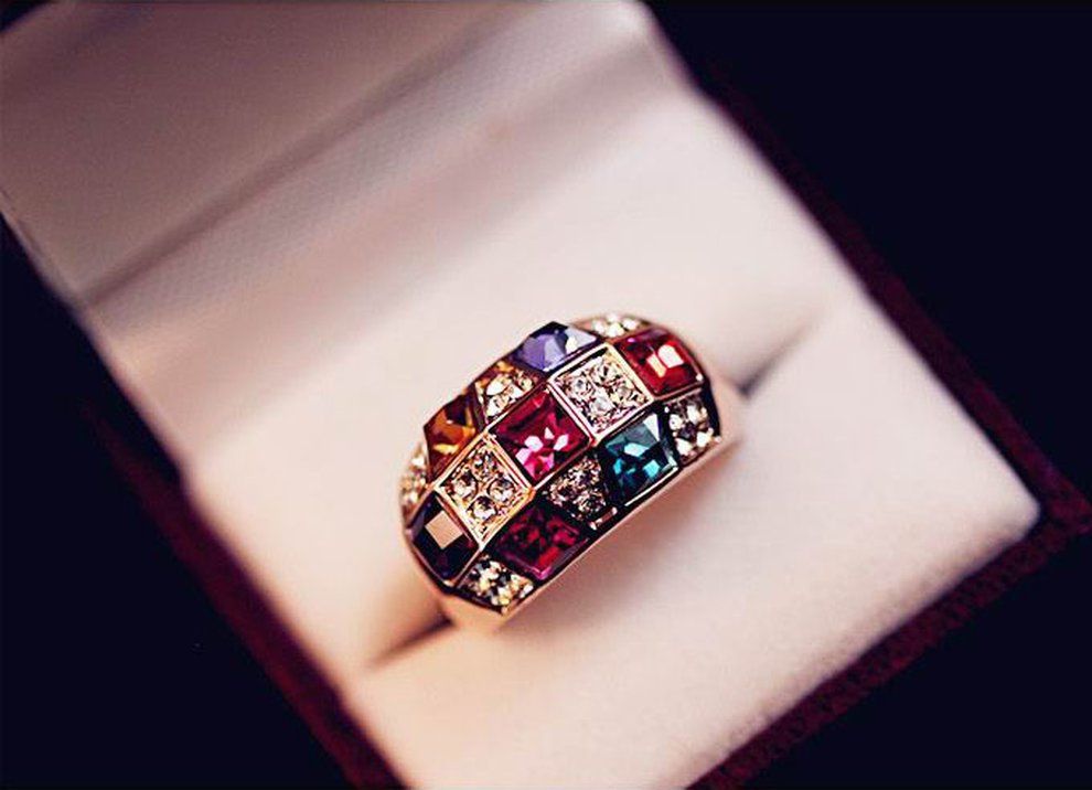 Multi Olor  Rystal Ring For Women 316L Stainless Steel Female Wedding Rings-multi Olor