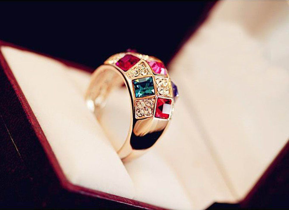 Multi Olor  Rystal Ring For Women 316L Stainless Steel Female Wedding Rings-multi Olor