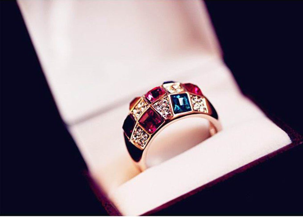 Multi Olor  Rystal Ring For Women 316L Stainless Steel Female Wedding Rings-multi Olor