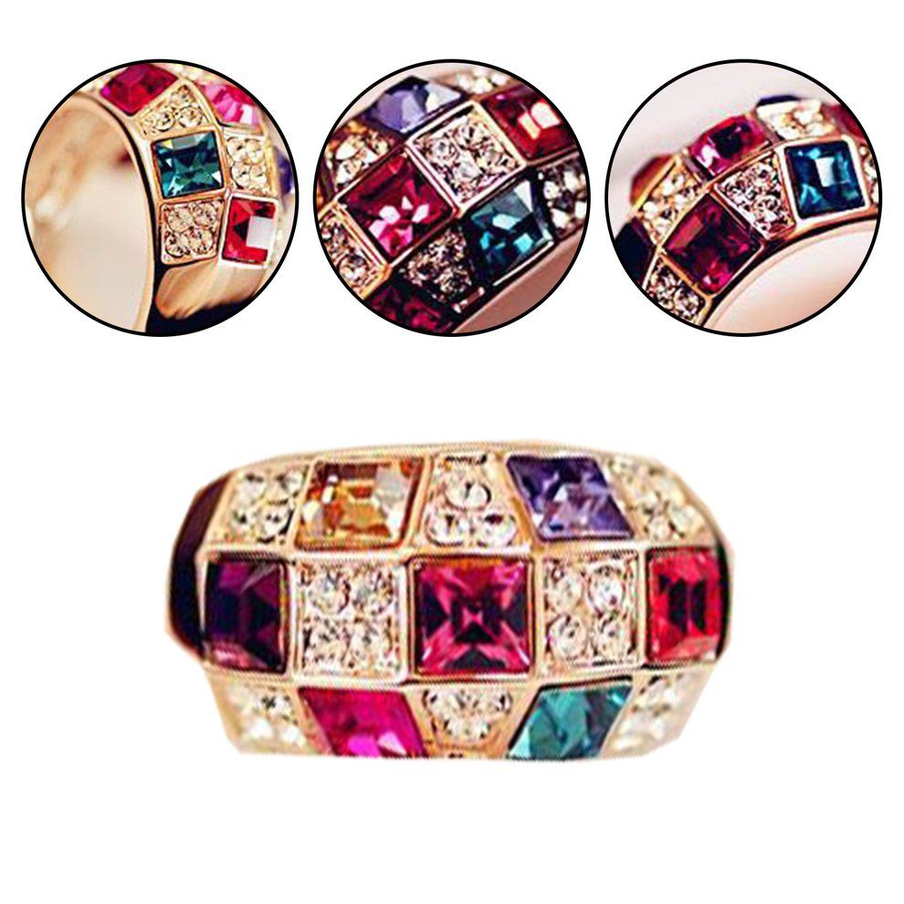 Multi Olor  Rystal Ring For Women 316L Stainless Steel Female Wedding Rings-multi Olor