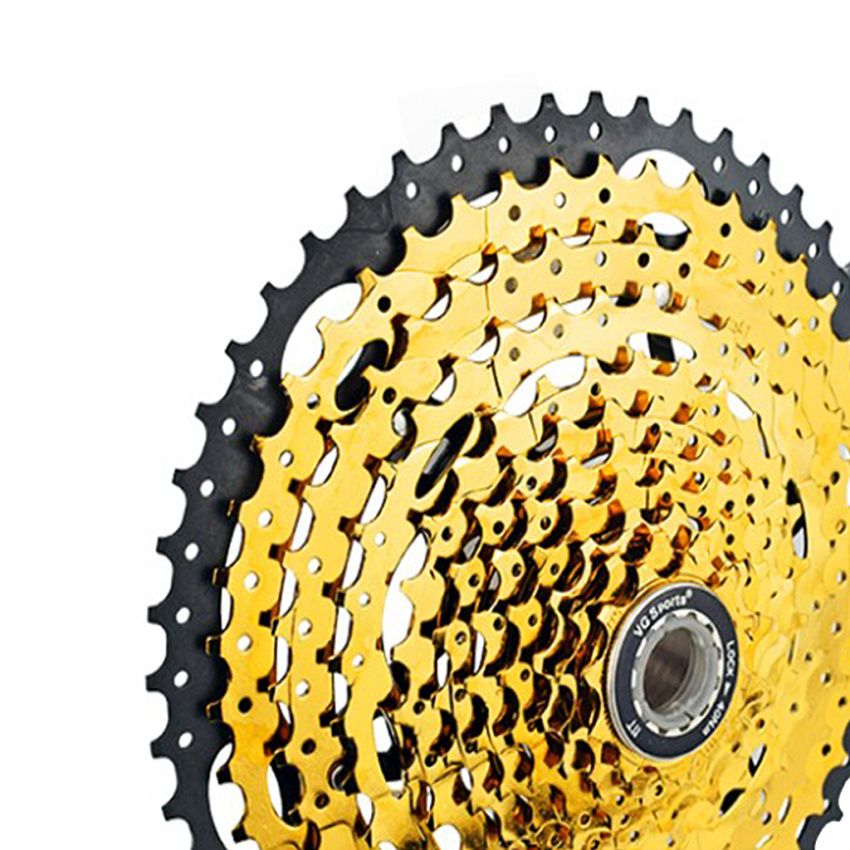 9/10 Speed 11-42T Bicycle Freewheel Cassette With Chain Gold 10 Speed