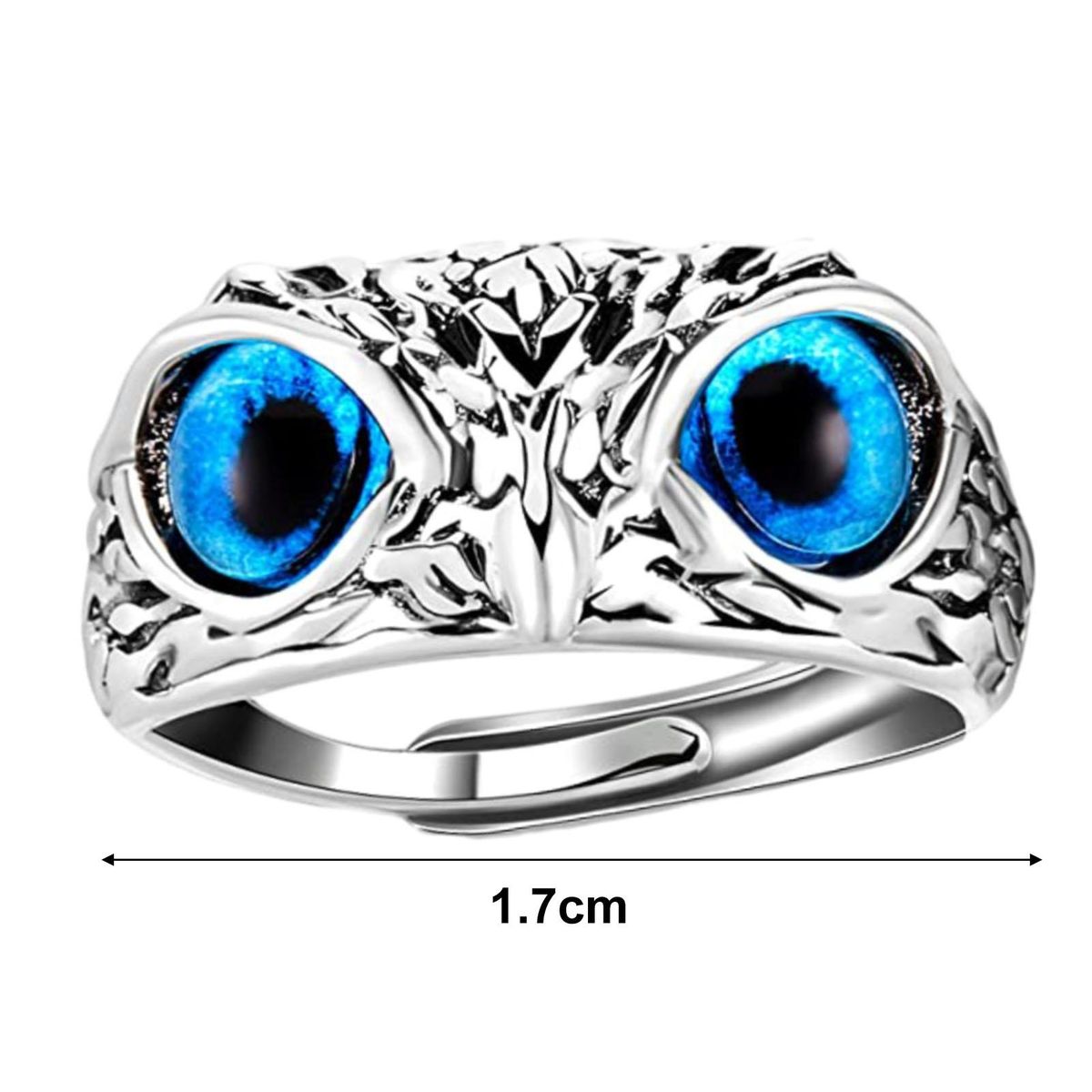 Ultralight Adjustable Owl Ring with Big Eyes Simple for Engagement Blue