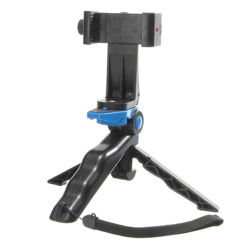 Universal Portable Rotated Desktop Phone Holder Handle Stabilizer Tripod Stand For Cell Phone Camera - Blue Blue