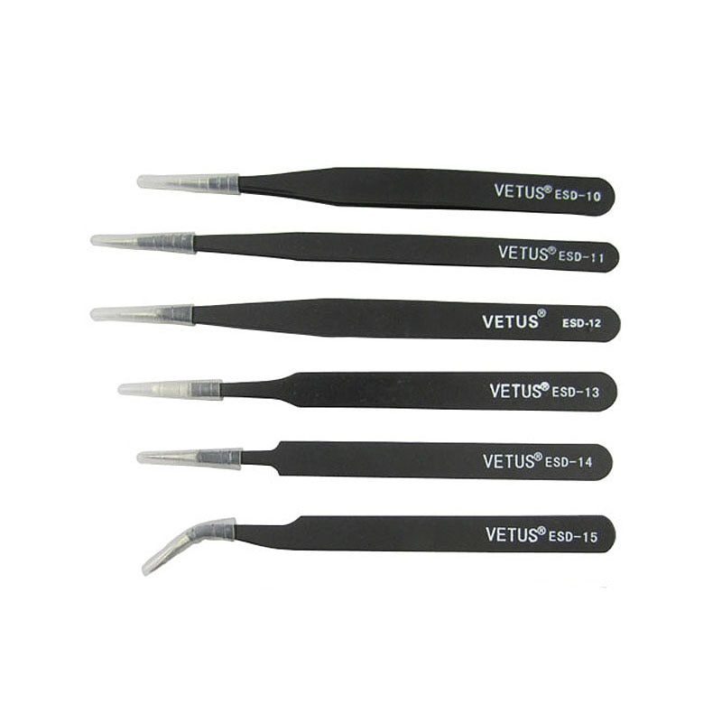 BGA Precision ESD Stainless Steel Anti-static Tweezers SMD Reworking Soldering Hand Tools-ESD-13