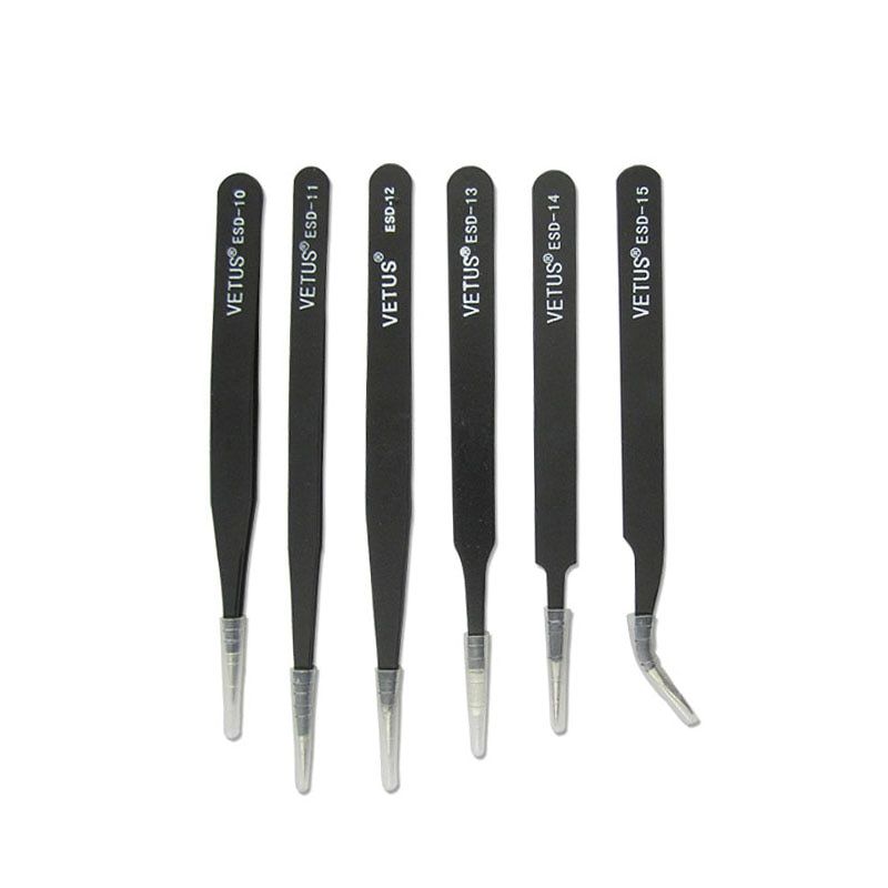 BGA Precision ESD Stainless Steel Anti-static Tweezers SMD Reworking Soldering Hand Tools-ESD-13