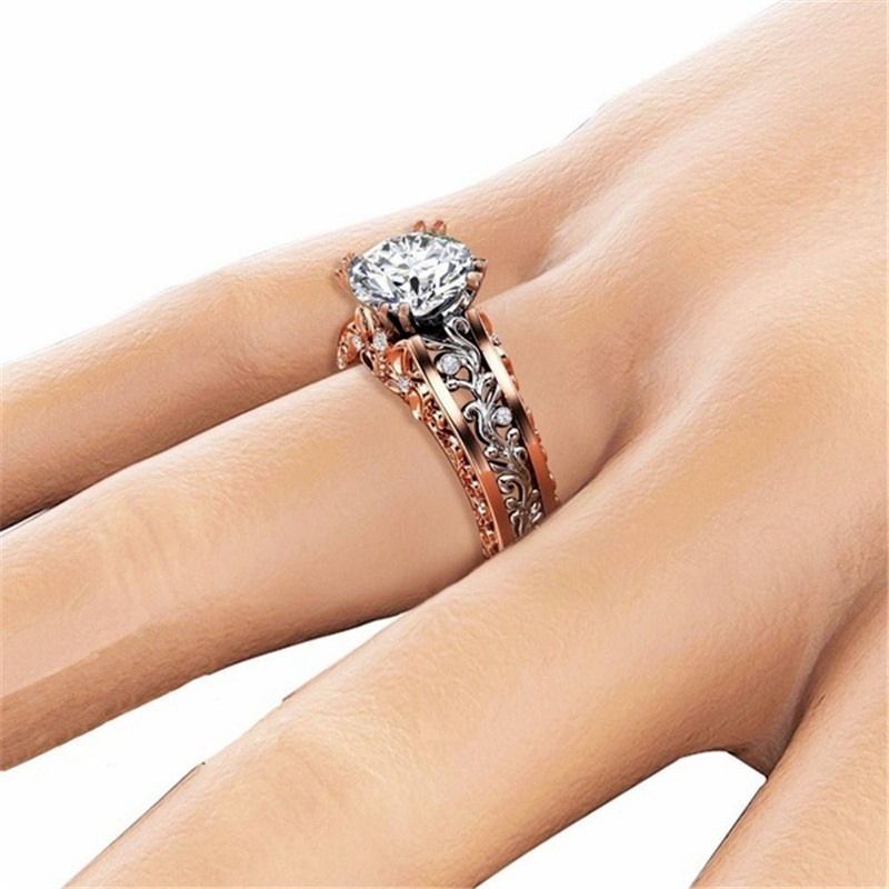 Wedding Rings Women's Fashion Diamond Engagement Round Princess Non Fade Jewelry