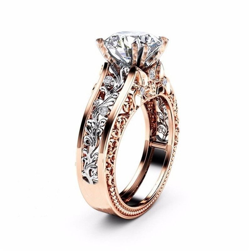 Wedding Rings Women's Fashion Diamond Engagement Round Princess Non Fade Jewelry