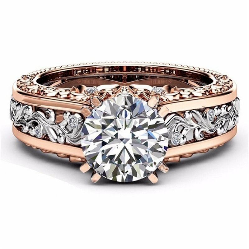 Wedding Rings Women's Fashion Diamond Engagement Round Princess Non Fade Jewelry