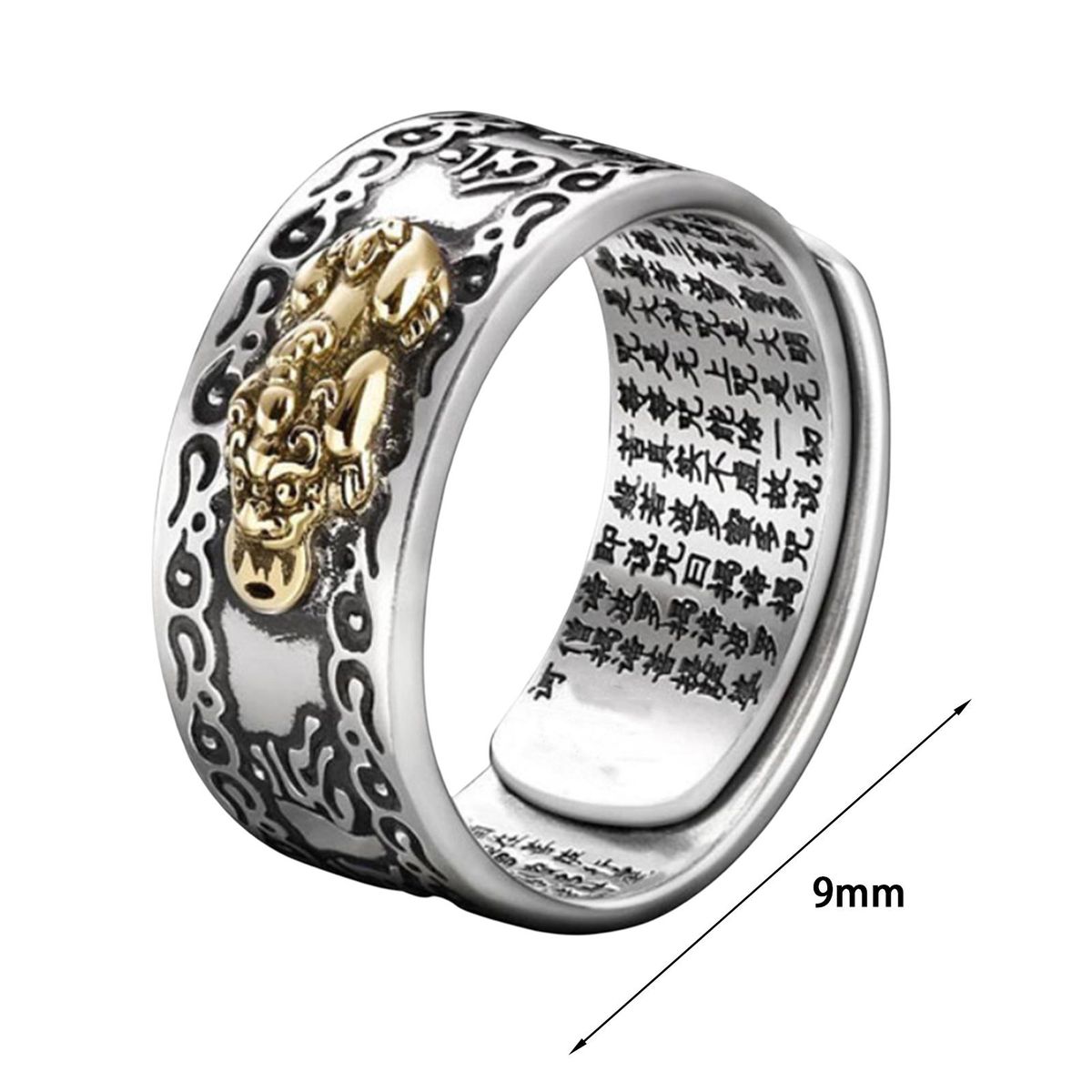 Men Ring Ancient God Beast Metal Ring Silver