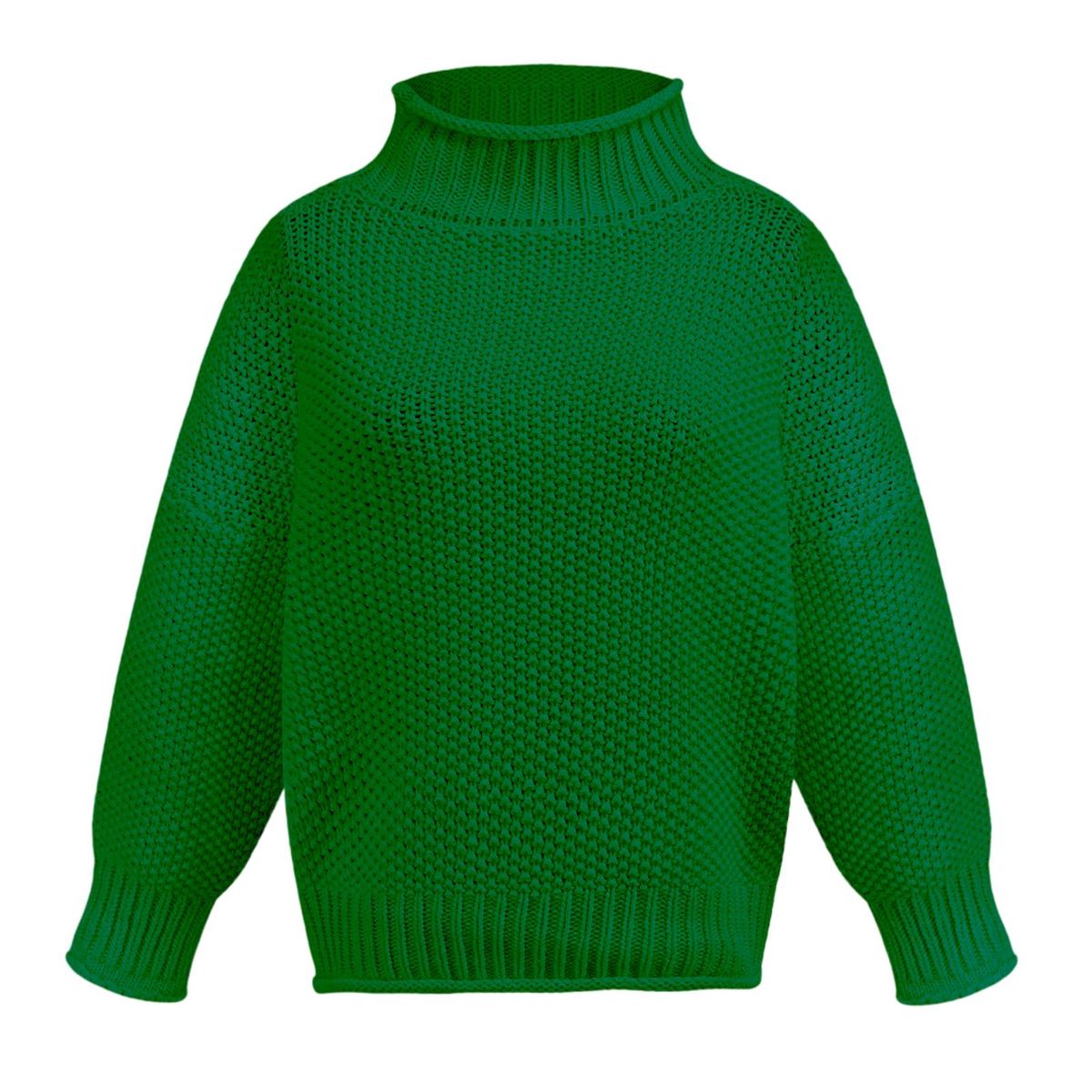 Women's Turtleneck Oversized Sweater Bat Long Sleeve M Dark Green