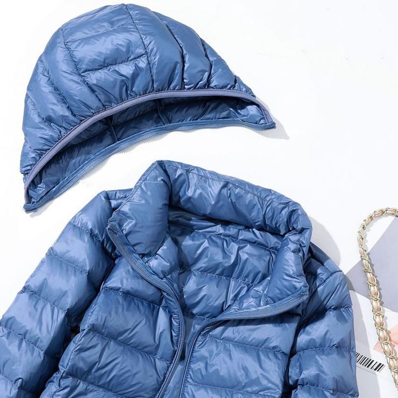 Down jacket women's new lightweight medium length detachable hat with extra fat size 200 catties can