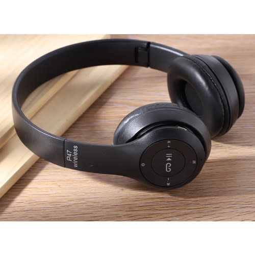 P47 Wireless Bluetooth 5.0 Stereo Over ear Foldable Headphones - Black