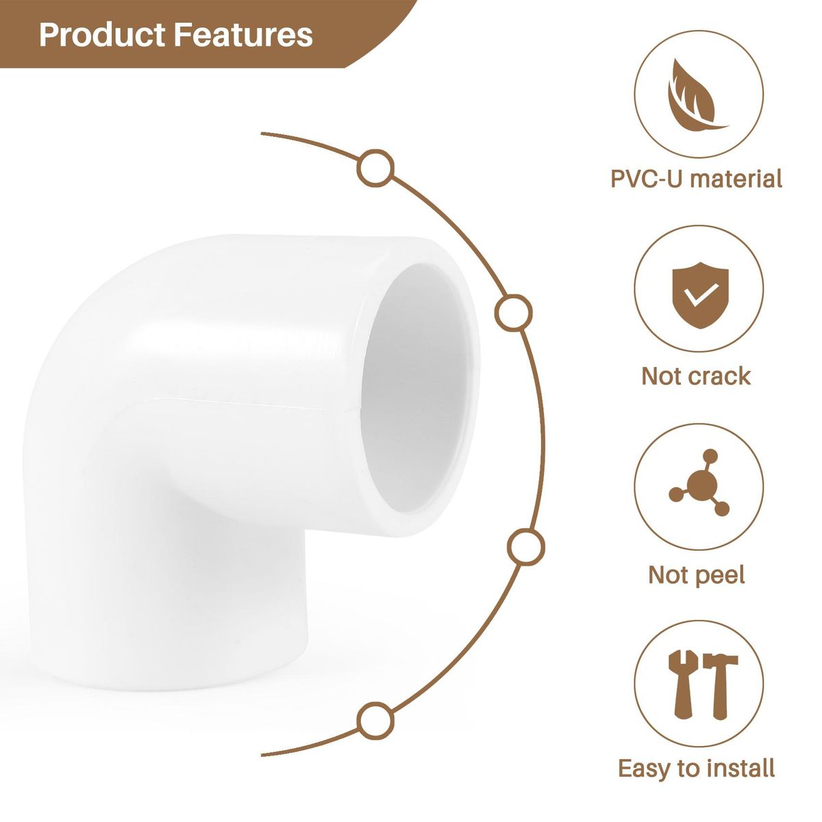 5 Pieces 20mm Dia 90 Angle Degree Elbow PVC Pipe Fittings Adapter Connector White