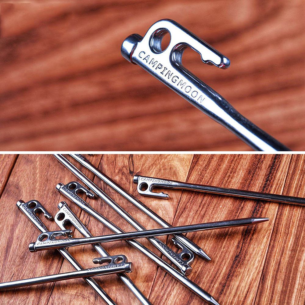 Heavy Duty Steel Tent Stakes Pegs With Hook And Hole Design