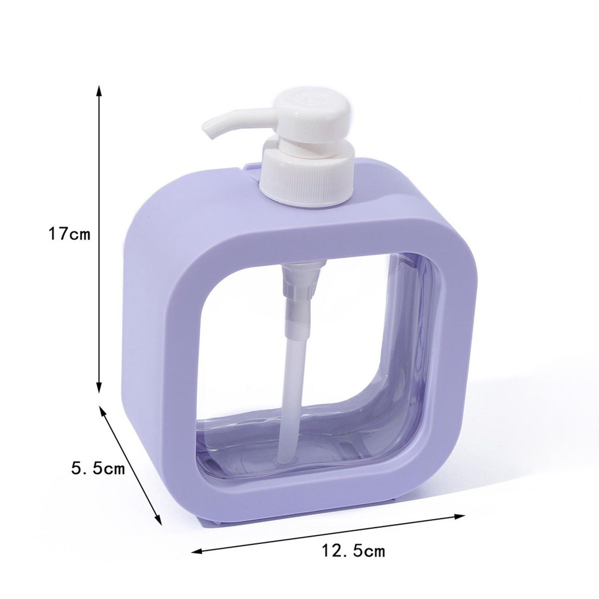 Pump Press Soap Dispenser Square Dispenser Bottle 500ml for Lotion Purple