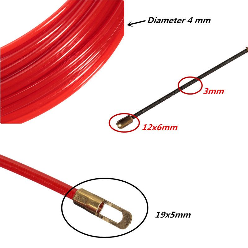 10/20/25/30M Nylon Steel Red Fish Draw Tape Electrical Cable