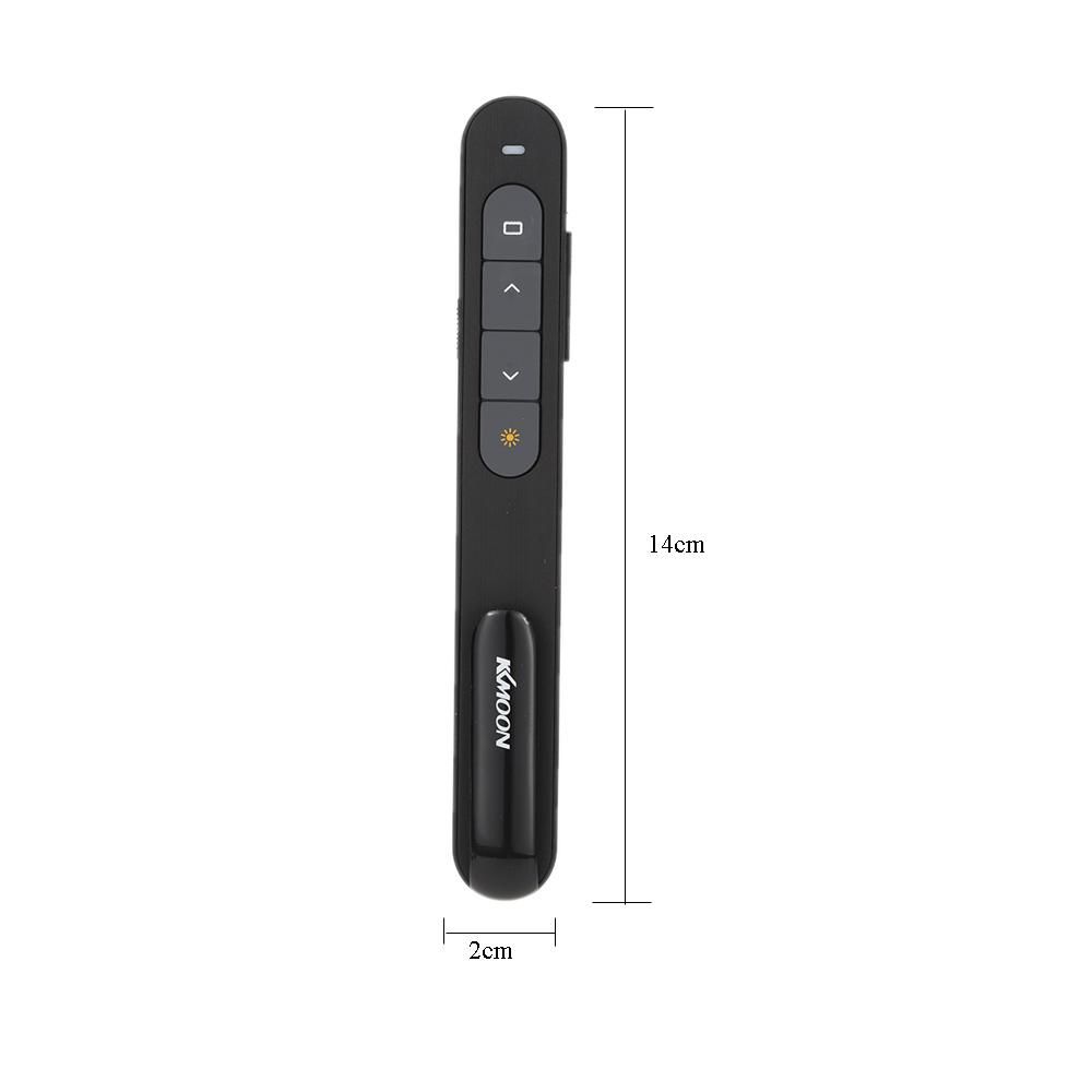 KKmoon 2.4GHz Wireless PowerPoint Clicker Remote Controller Flip Pen Pointer Handheld PPT Presenter Unibody 10m Controlling Range Support Hyperlink Volume Control with USB Receiver