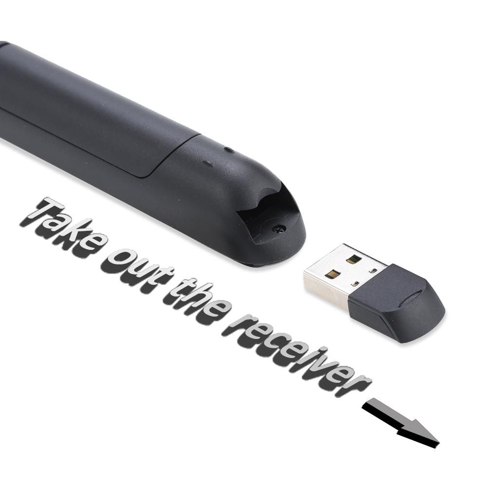 KKmoon 2.4GHz Wireless PowerPoint Clicker Remote Controller Flip Pen Pointer Handheld PPT Presenter Unibody 10m Controlling Range Support Hyperlink Volume Control with USB Receiver