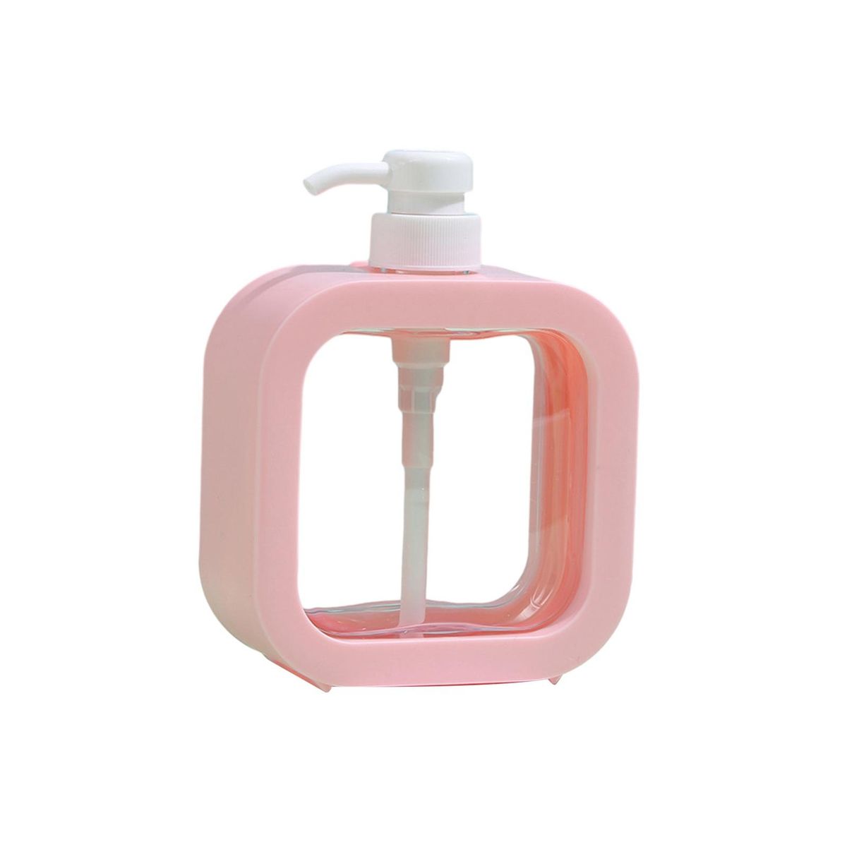 Press Bottle for Liquid Soap Square Dispenser Bottle 500ml Capacity Pink