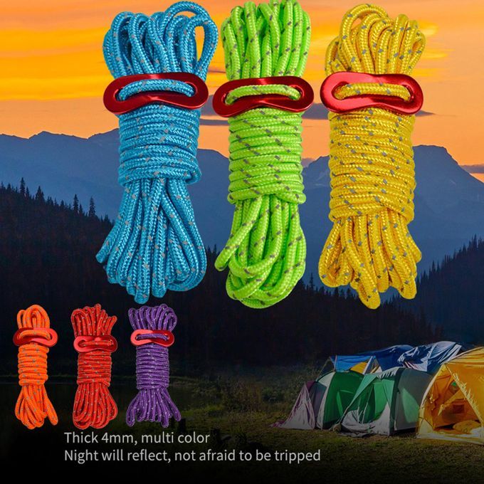 4x Reflective Guyline Tent Gazebo Rope Cord Fastener Tensioner Purple