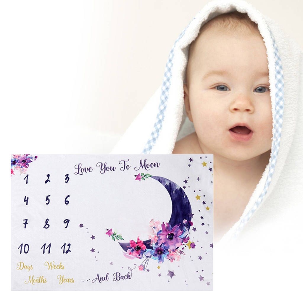 Baby Milestone Blanket Photo Prop Baby Chart Monthly Blanket Style A