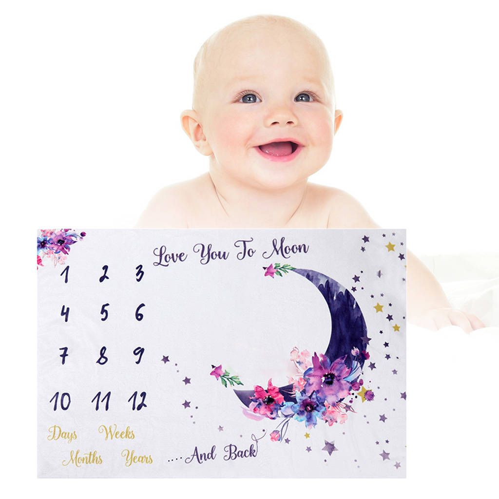 Baby Milestone Blanket Photo Prop Baby Chart Monthly Blanket Style A