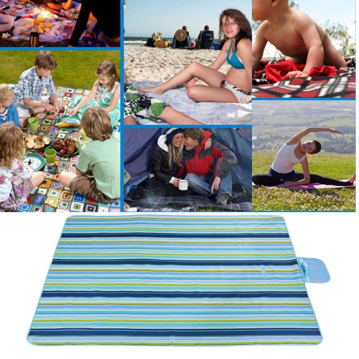 Outdoor Camping Picnic Blanket Large Waterproof Beach Sand Portable Mat PVC 195 X 200