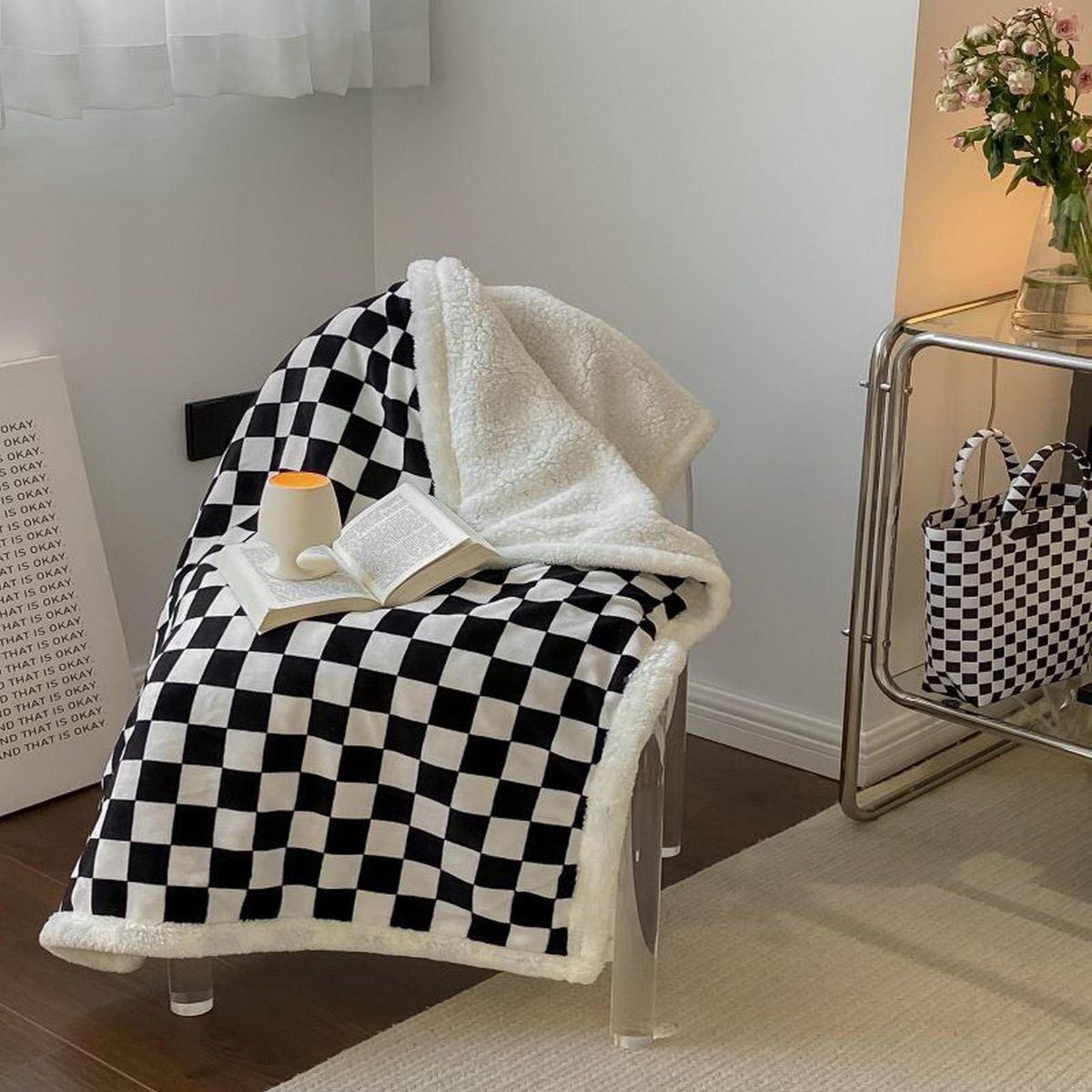 Throw Blanket Winter Watching TV Sofa Leisure Blanket Quilt Black