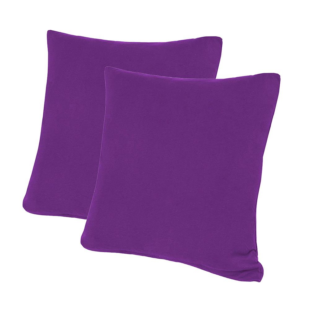 2Pcs Solid Color Cotton Cushion Cover Throw Pillow-Purple