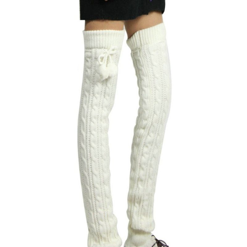 Ladies Winter Knitted Twist Pile Up Socks
