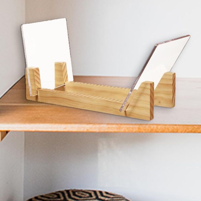 Modern  Record Holder With Acrylic Ends Display Stacks Up Khaki