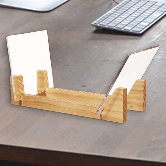 Modern  Record Holder With Acrylic Ends Display Stacks Up Khaki