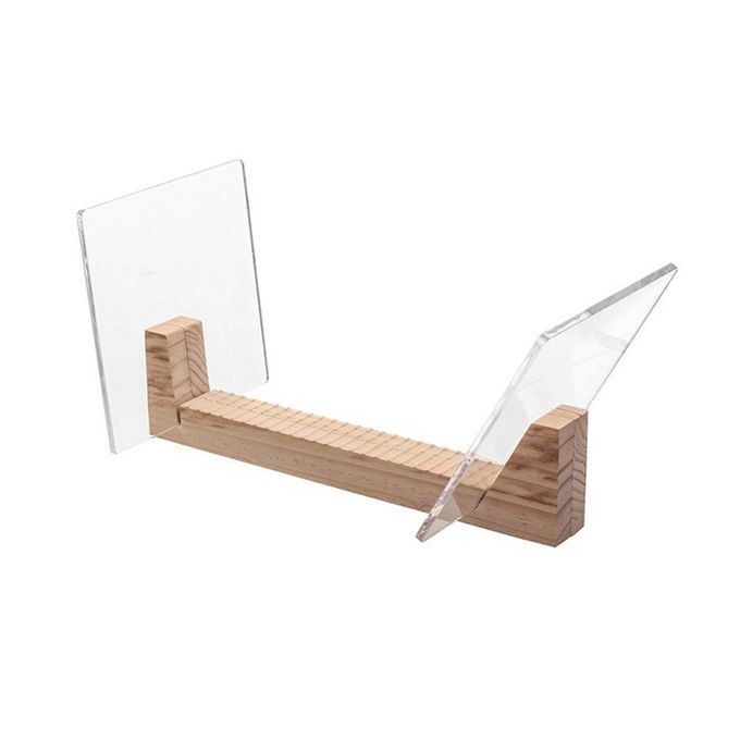 Modern  Record Holder With Acrylic Ends Display Stacks Up Khaki