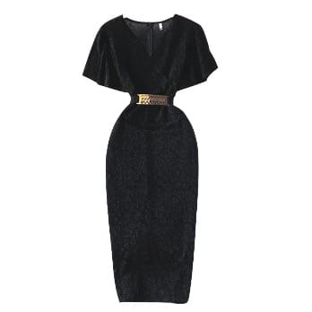 V Neck Evening Dress - Black