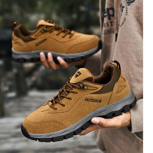 New Arrival Hiking Shoes Men Sneakers EUR Size 39-49 Outdoor Mountain Climbing Shoes High Quality Male Sport Trekking Sneakers Suede Leather Combat Desert Training Shoes Wear-resistant Work Sneakers Khaki