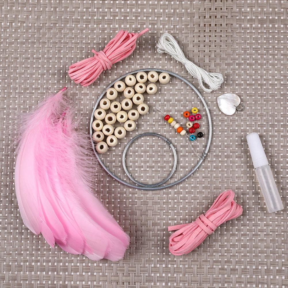 Feather Dream Catchers with LED Light Portable Handmade Wall Hangings Decoration Photography Prop Room Home Decor