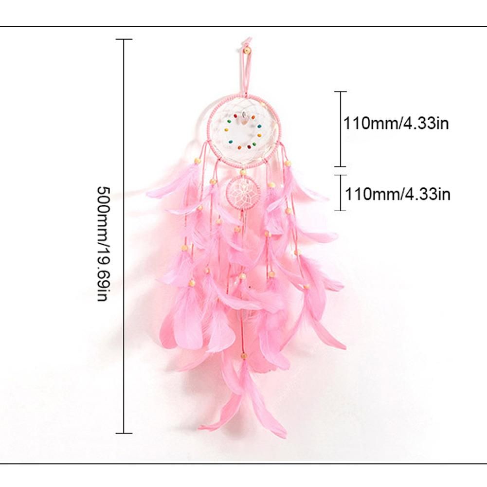Feather Dream Catchers with LED Light Portable Handmade Wall Hangings Decoration Photography Prop Room Home Decor