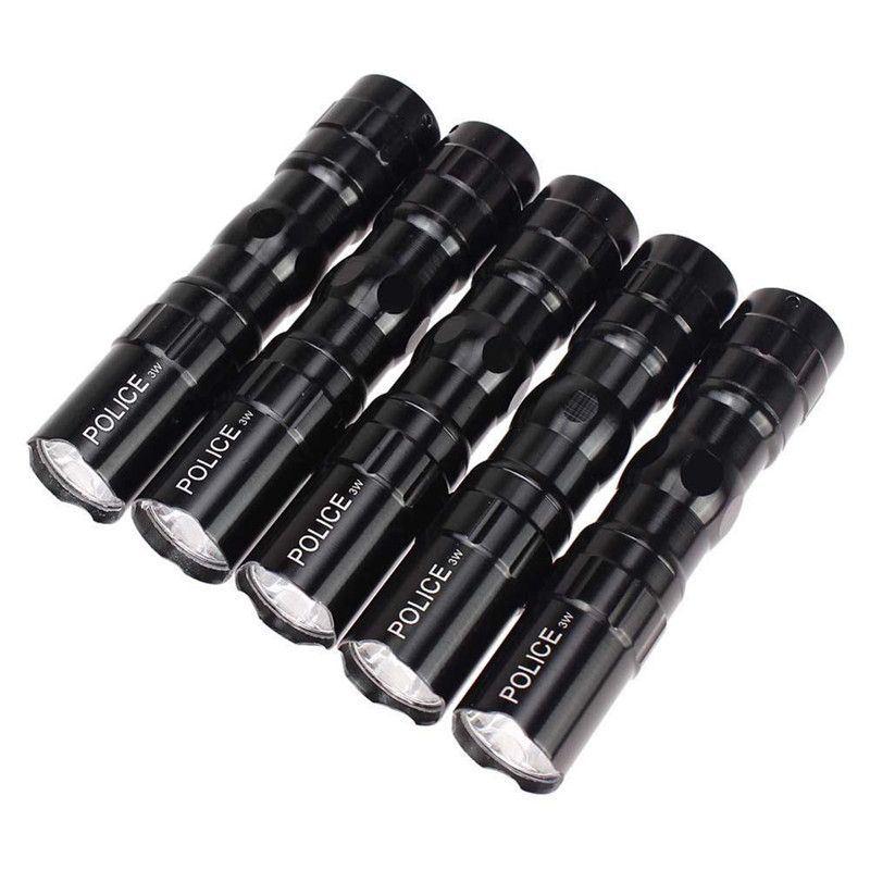 Outdoor Flashlight 5 Pcs Portable Ultra Bright 3w Police To