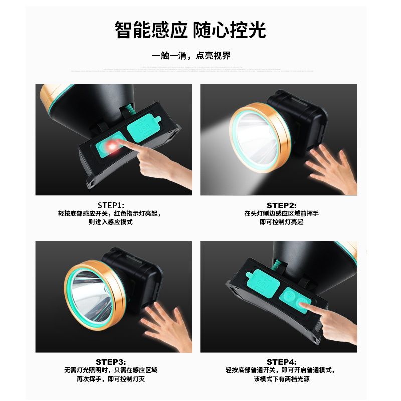 LED Headlight Outdoor Strong Light Sensor Search Headlight