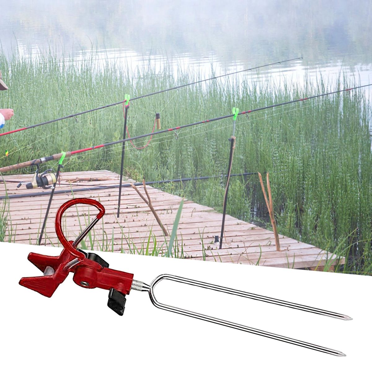 Fishing Rod Bracket Long Fishing Hand Rod Ground Rack Red