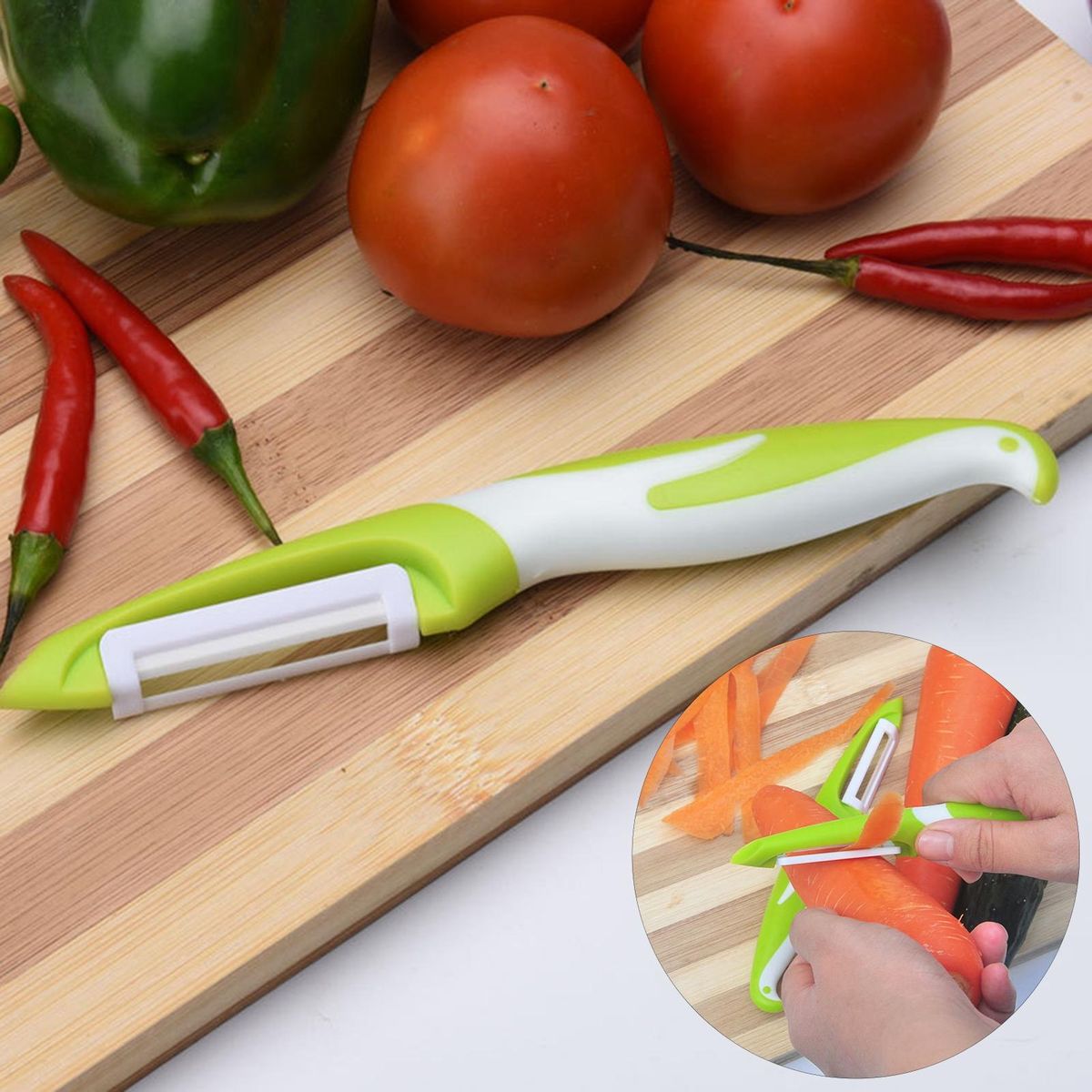 Kitchen Vegetable Peeler Premium Ceramic Peeler for Vegetable Green White