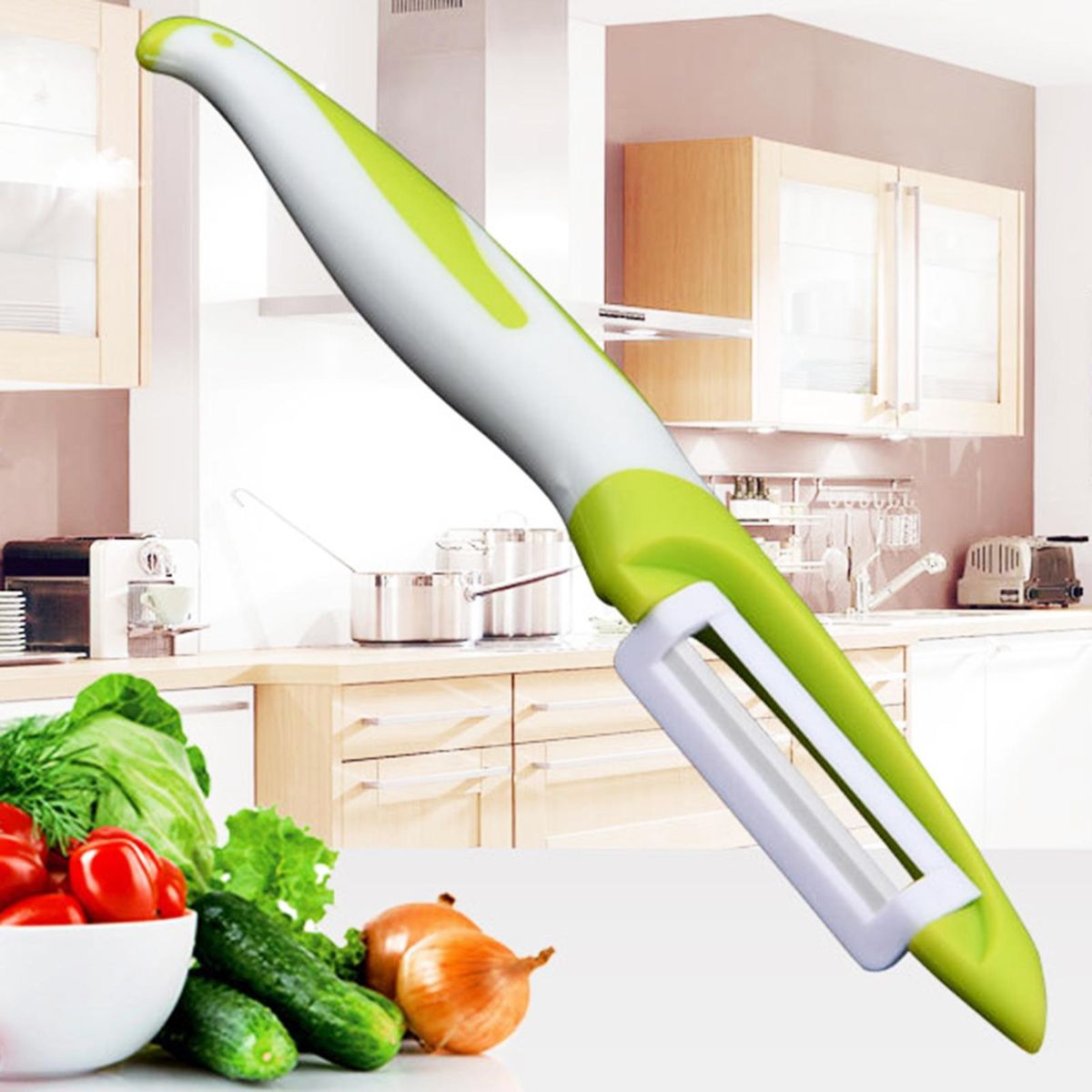 Kitchen Vegetable Peeler Premium Ceramic Peeler for Vegetable Green White