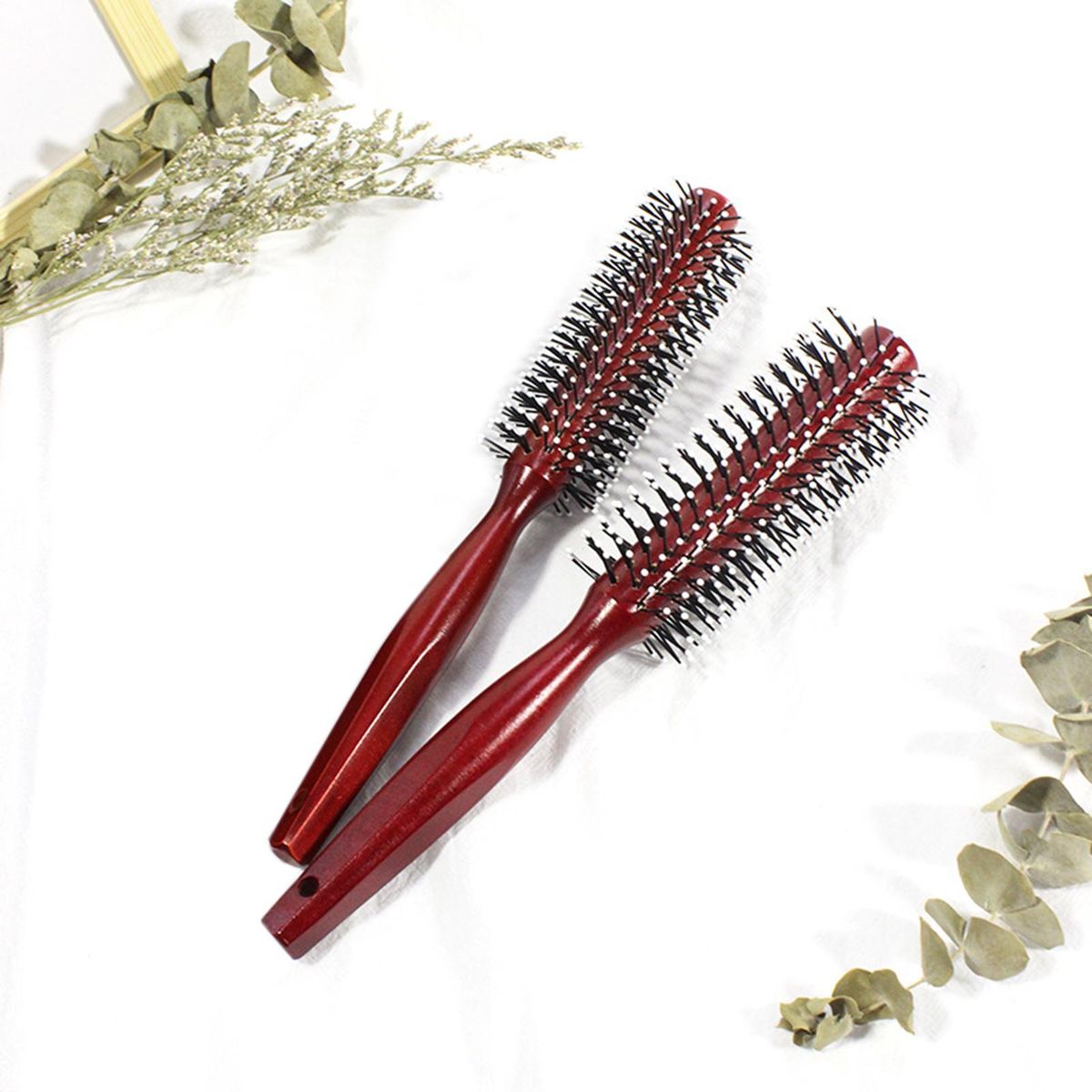 Wooden Bristle-free Curly Hair Comb Pear Flower Head Fluffy Bob Head Styling Comb V-shaped Teeth Round Comb