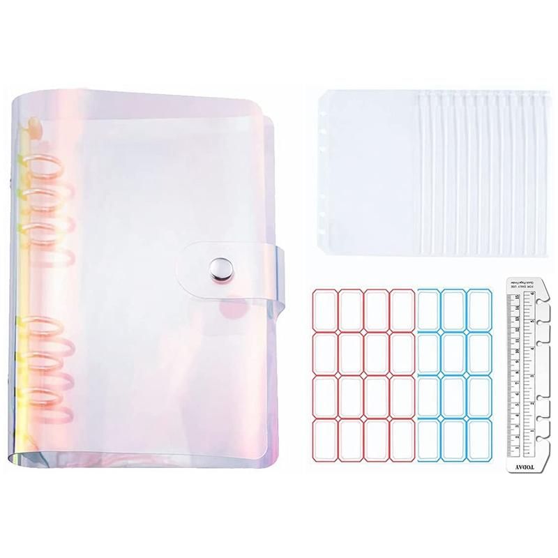 A6 Budget Binder Cover with 12Pcs 6 Hole Cash Envelopes,