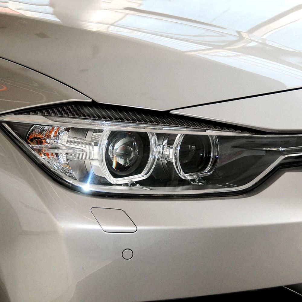 Carbon Fiber Headlight Eyebrows Eyelids Trim Eye Lid Cover Decoration Styling Sticker 1 Pair for BMW F30 F31 F32 F33 F34 (2012-2020)