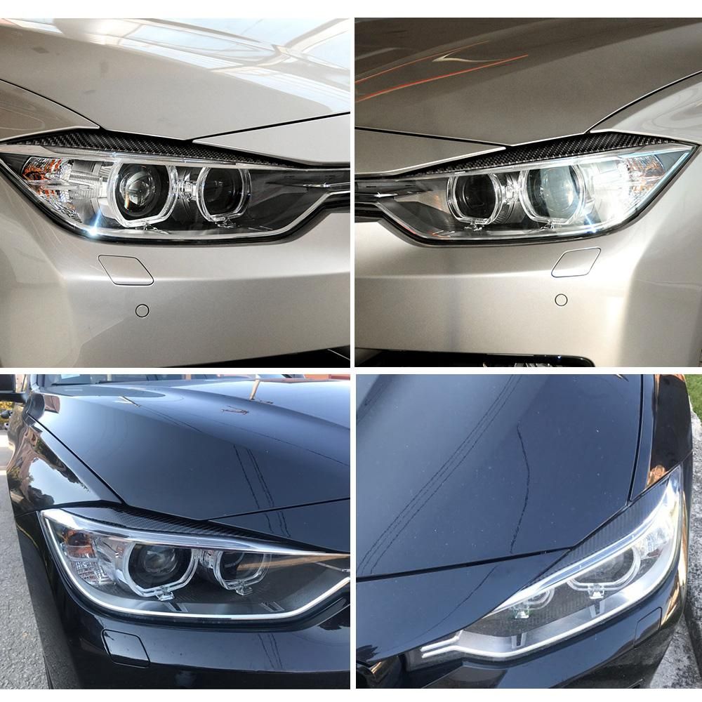 Carbon Fiber Headlight Eyebrows Eyelids Trim Eye Lid Cover Decoration Styling Sticker 1 Pair for BMW F30 F31 F32 F33 F34 (2012-2020)