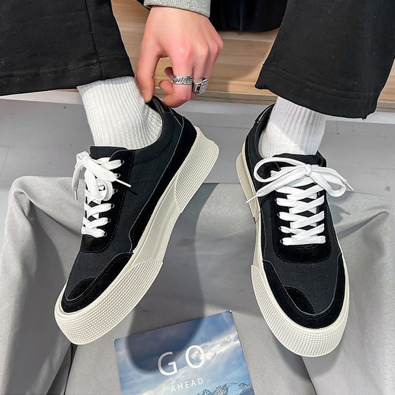 Men's Fashion Casual Shoes Lace-Up Slippers - Black