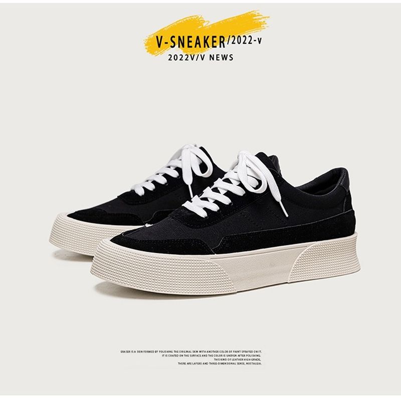 Men's Fashion Casual Shoes Lace-Up Slippers - Black