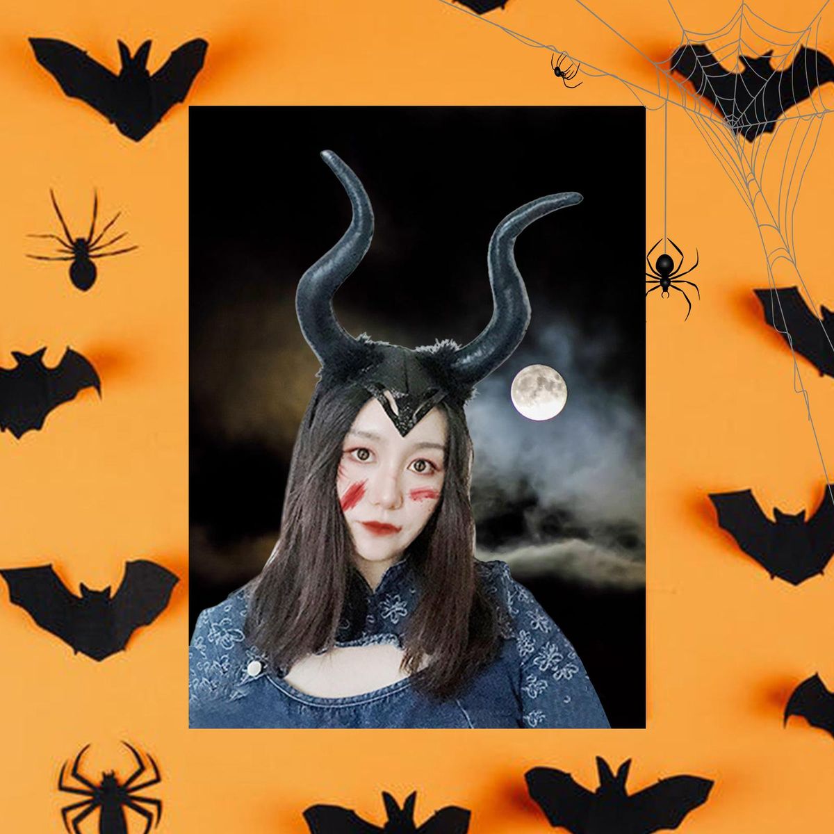 Halloween Black Long Horns Cosplay Costume Queen Horns Hat Witch Headpiece Headdress for Girls Women Decoration